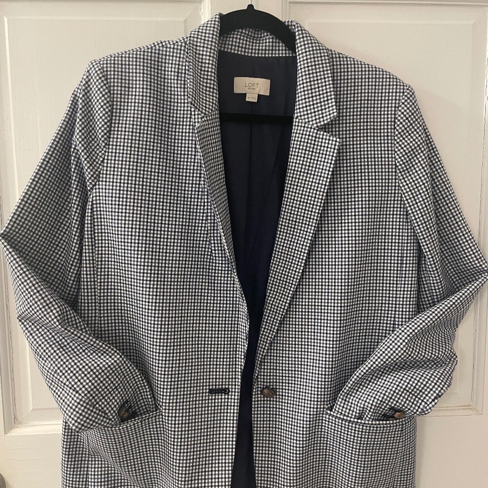 Loft black, blue and white blazer